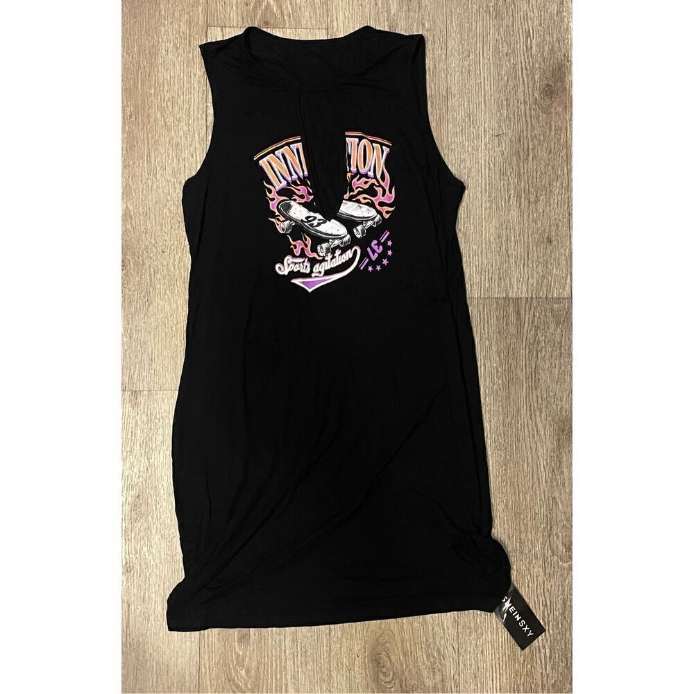 SHEIN Sxy Black Skater Dress Distressed 4X New